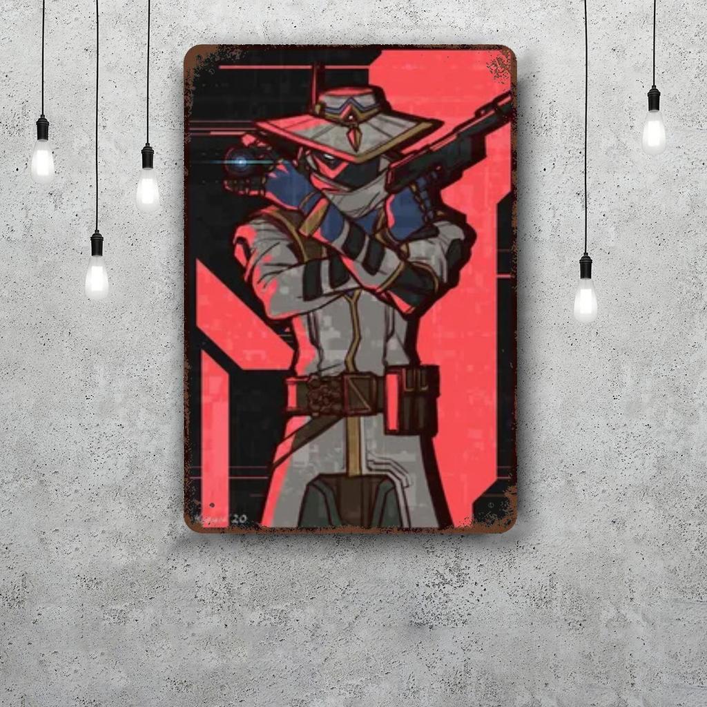 Cypher Valorant Vintage Metal Tin Signs Posters Decor Retro Metal Plaque Wall Art Decor for Garage Bar