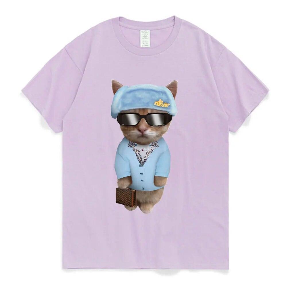 Lustige El Gato traurig weinende Katze Munchkin Kitty Meme trendige Grafik T-shirt Mode Kurzarm T Shirt Unisex Frauen Casual Baumwolle T-Shirt
