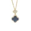 Women's Luxury Four-Leaf Clover Mother-of-Pearl Necklace with Diamond-Inlaid Pendant