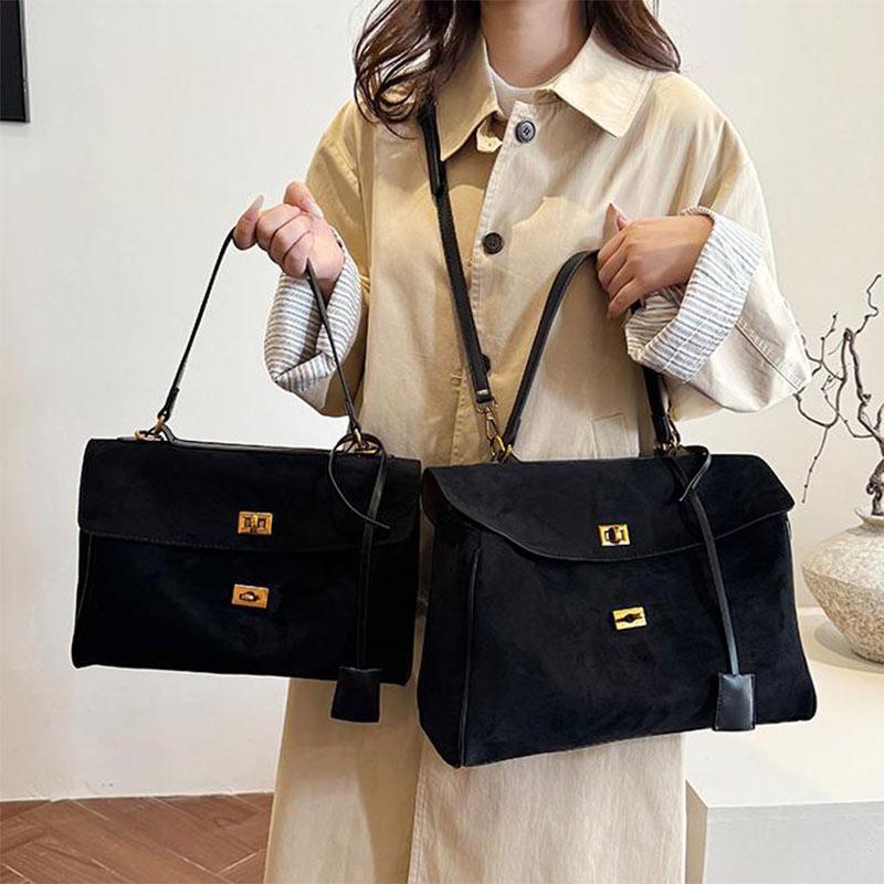 Light Luxury Vintage Tote Bag Popular New European America Large-capacity Shoulder Bag High-quality Pu Suede Matte Crossbody Bag