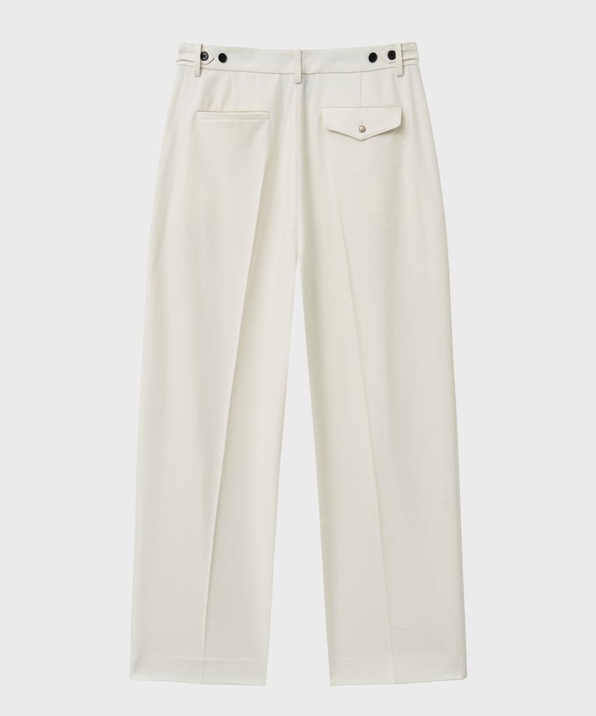 NOIRER Classic One-Pleat Wide Slacks (White)