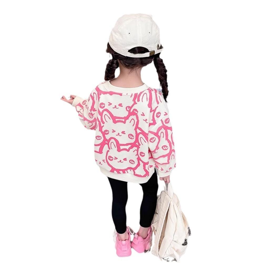 Girls Fashionable Loose Long Sleeve Sweatshirt Stylish Kids Casual Top for Spring and Autumn