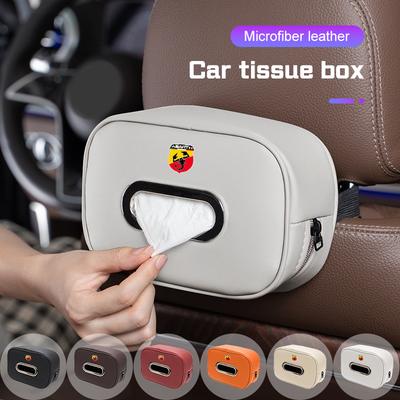 2026 Car Tissue Box Center Console Armrest Napkin Box For Abarth 695 595 500 124 125 500C OT2000 Car Tissue Case With Fix Strap