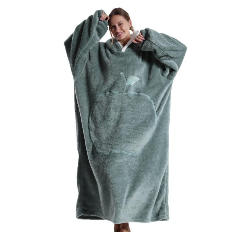Cozy Hooded TV Blanket - Outdoor & Indoor Cold-Proof, Thick, Solid Color, Long Sleeves, Couples' Wear