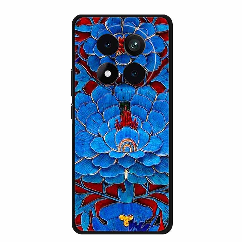 3D Emboss Case For Xiaomi Redmi Note 15 Phone Case Flowers Black Silicone Soft Back Cover Coque For Redmi Note 15 Pro Plus Case