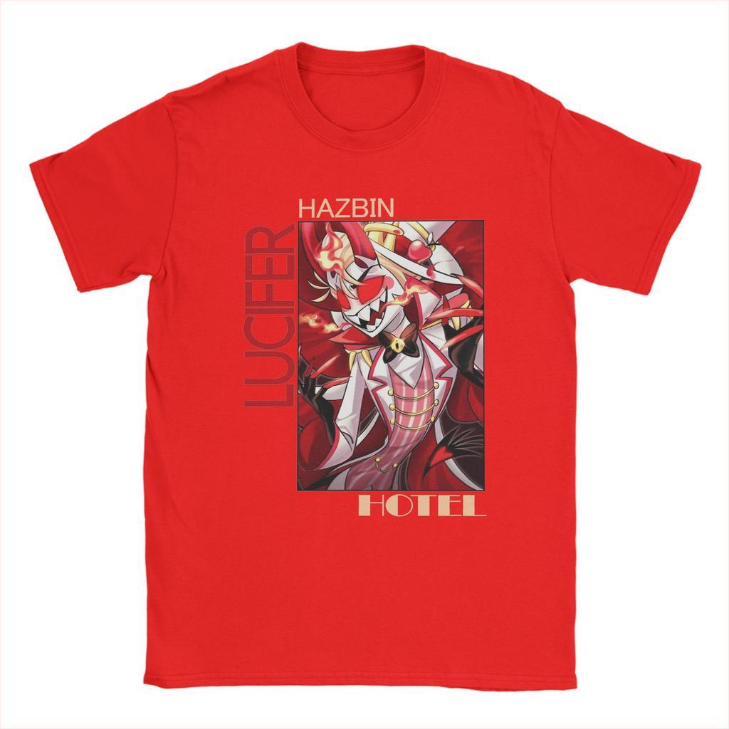 Herren T-Shirts Hazbins Hotels Lucifer Humor Reines Baumwoll T-Shirt Kurzarm T-Shirt Rundhals Kleidung Erwachsener