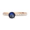 Blue Sapphire Round Soliatire Ring - 925 Sterling Silver Rose Gold Vermeil