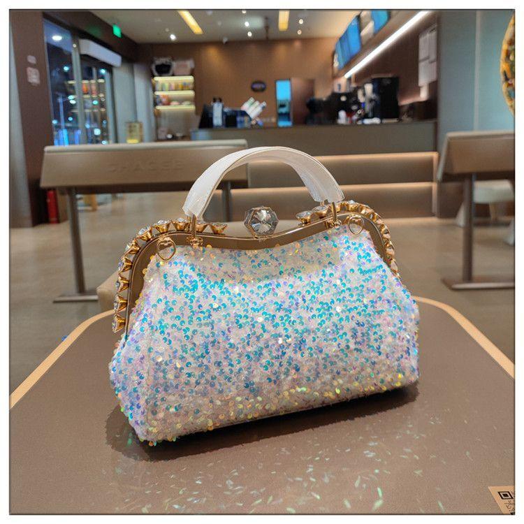Fashionable Large Capacity Single Shoulder Crossbody Sequin Studded Diamond Handbag