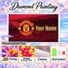 Manchester United FC 5D DIY Diamond Painting Custom Name Text, Full Drill Rhinestone Mosaic Art Home Gift