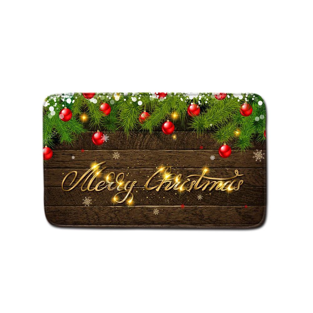 Christmas Shower Curtain Floor Mat Combination Four-Piece Set Bathroom Toilet Carpet Shower Room Mat Foot Mat