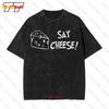Say Cheese Smile Vintage Oversized T-Shirt WX49