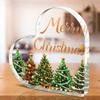 1pc/ Heart-Shaped Acrylic Material Desktop Ornament, Merry Christmas Tree Pattern Decorative Plaque - Perfect Holiday - Acrylic Desktop Ornament