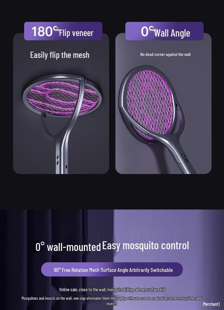 2026 Retractable Purple Light Mosquito Killer: Rotatable Wall-Mount, 2-in-1 Charging Type
