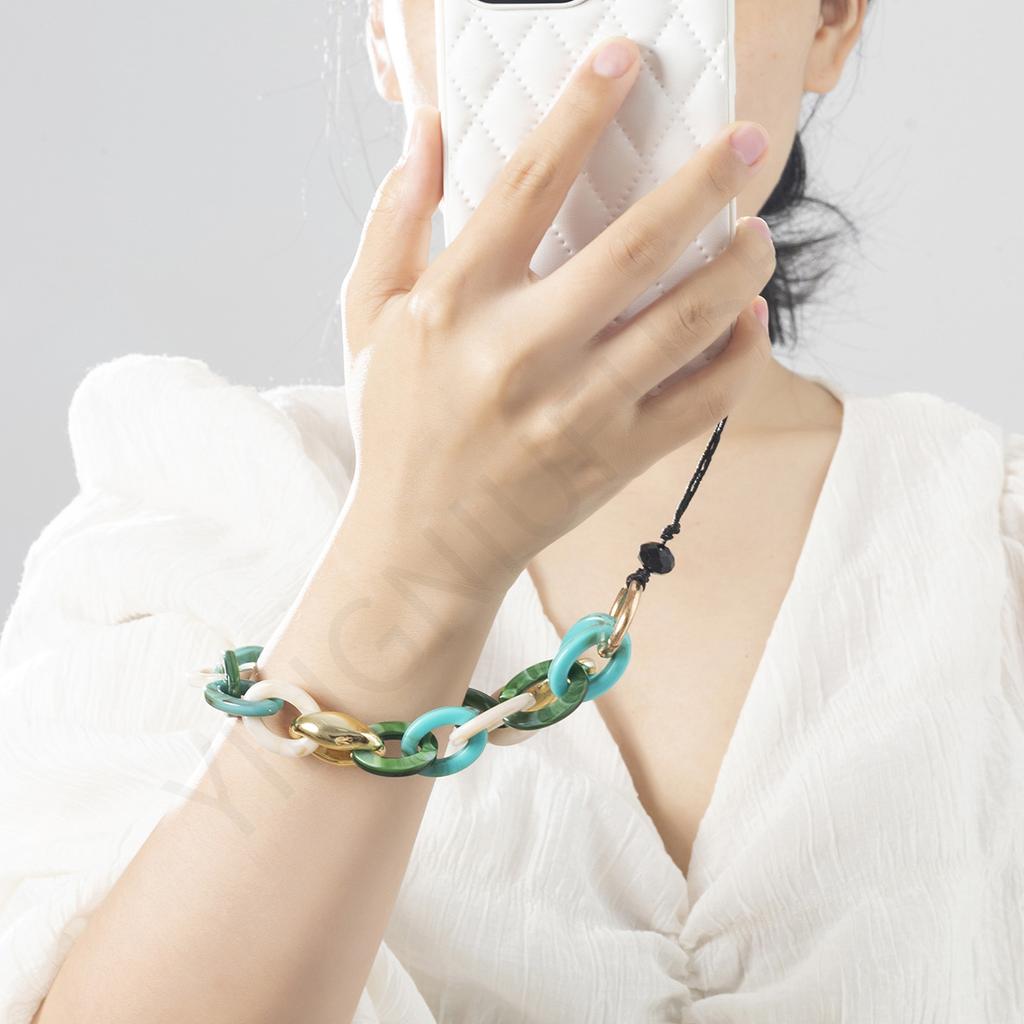 European and American Long Acrylic Neck Mobile Phone Lanyard Ins Wind Color Beaded Mobile Phone Chain Key Pendant Rope