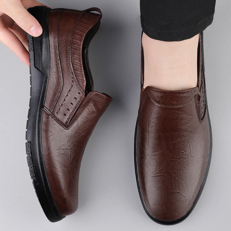 Fashion Handmade Leather Men Shoes Design Fashion Sneakers Male Slip On Loafers Breathable Casual Driving Flat Lightweight New Men Shoe