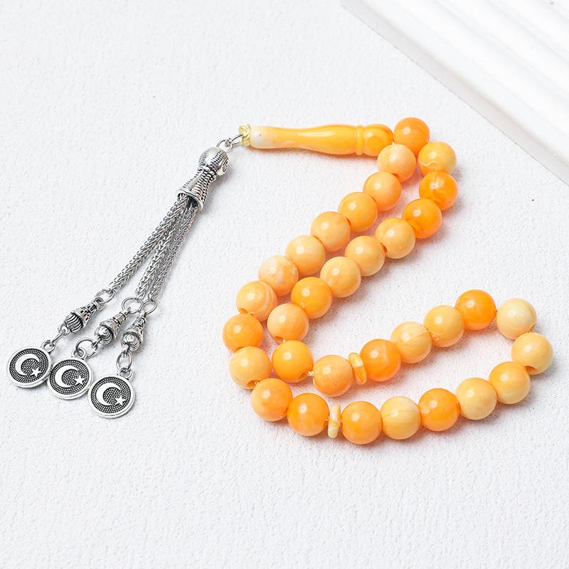 Unisex 33-Bead 10mm Tasbih: Middle Eastern Muslim Prayer Beads
