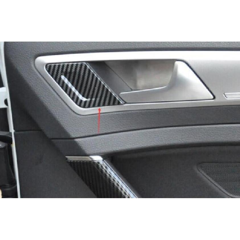 Inner Door Handle Panel Frame Trim 4PCS Carbon Fiber For VW Golf MK7 MK7.5 14-19