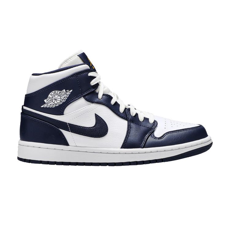Jordan 1 Mid White Metallic Gold Obsidian 45