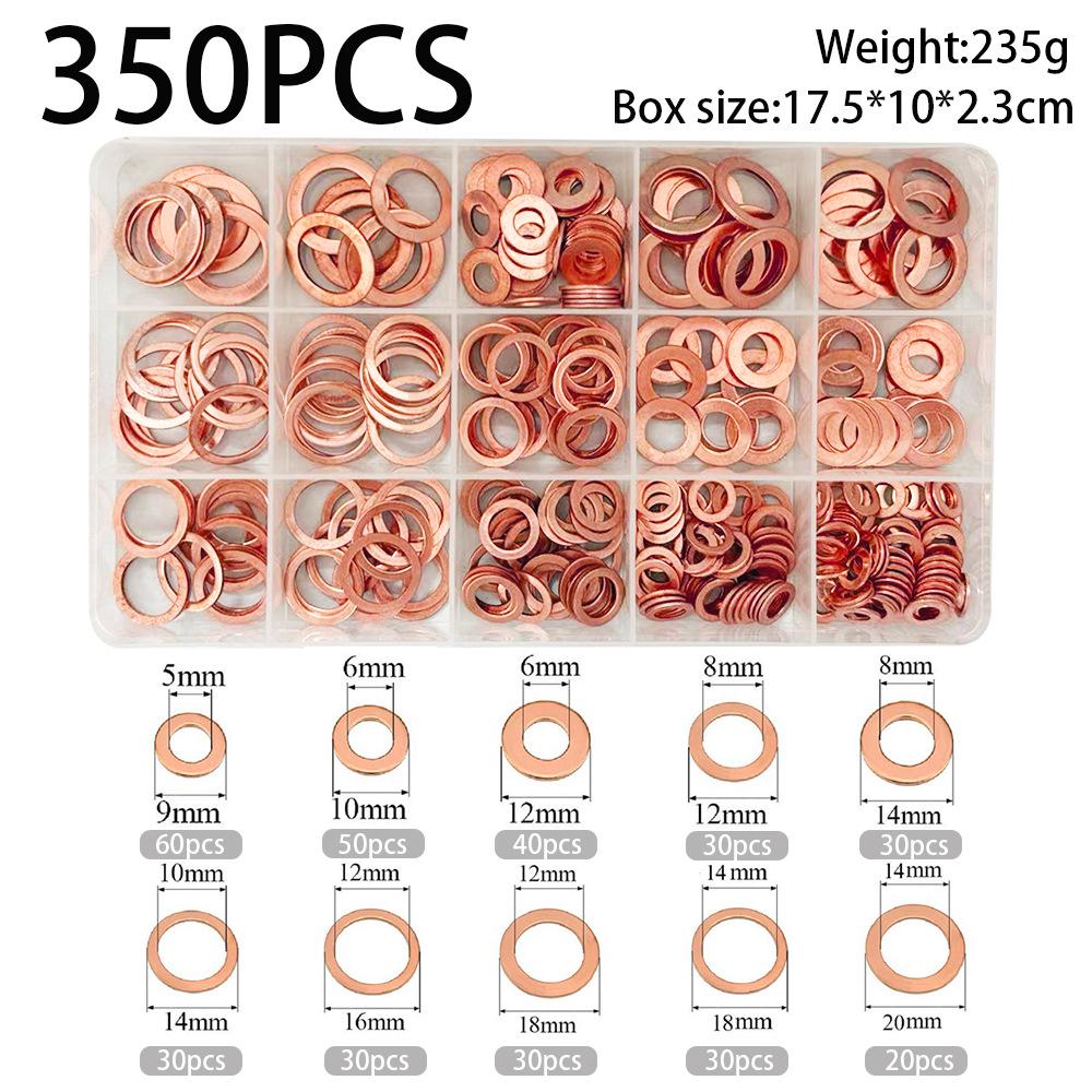Copper Washer Marine Sealing Gasket Set, 50-400 Pcs, M5 Size