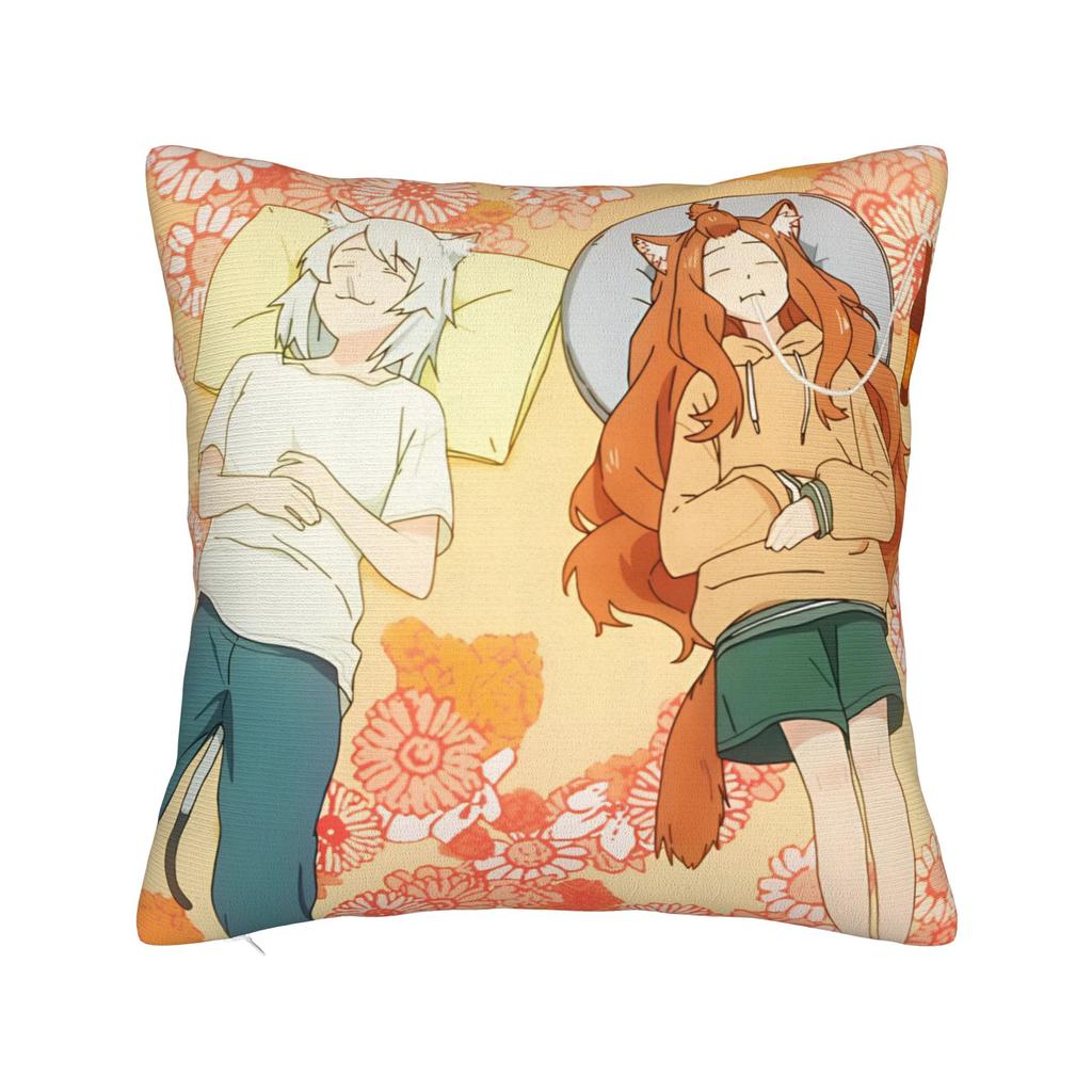 Y-Yanineko Anime Pillowcase Printing Polyester Cushion Cover Decorations Chainsmoker Cats Throw Pillow Case Cover