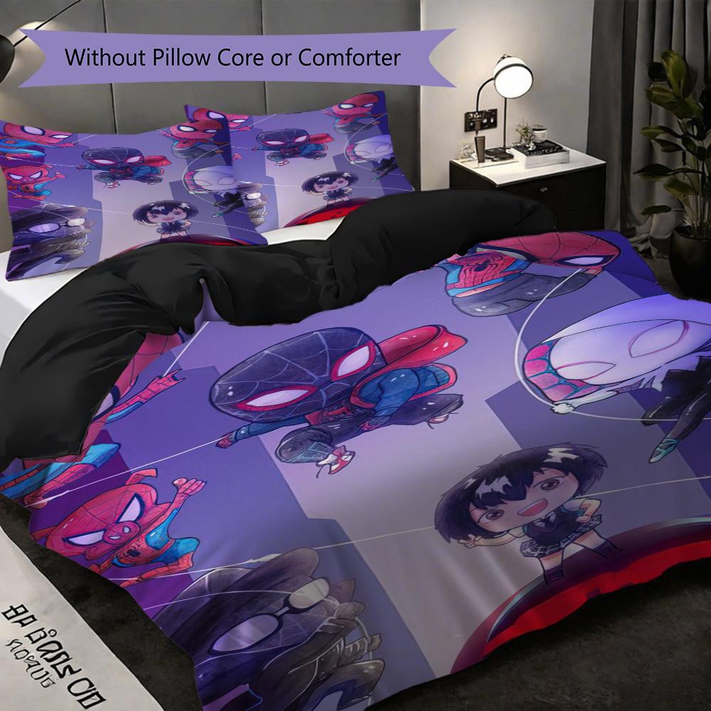 1PC Spider-Man Pattern Bedding Quilt Set Quilt Cover Pillowcase Home Decoration Birthday Gift (1 * Duvet Cover + 2 * Pillowcase, Without Core)
