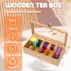 Bamboo Tea Box 5 Compartments Teabag Box Organizer Multipurpose Tea Packet Box Portable Teabag Holder for Home Office Spices