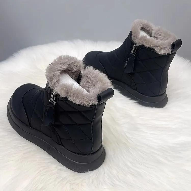 Winter Women's Snow Boots Velvet Thickened Large Cotton Shoes Waterproof Non-slip Cold-proof and Warm Short Boots