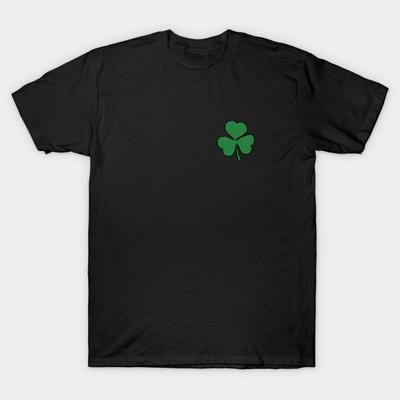 Men Black Print T-shirt St Patricks Day Small Green Shamrock No-Cut Heat Transfer Print Cotton Tshirt