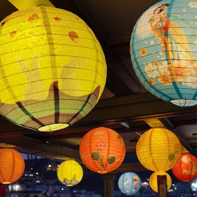 Luminous Chinese Mid Autumn Lantern Hanging Traditional Festival Antique Lantern Good Luck Portable Round Paper Lantern