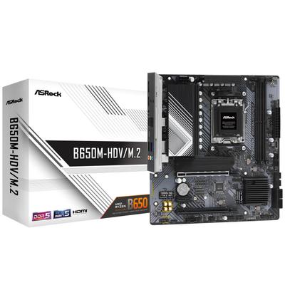 Placa de baza ASRock compatibila cu CPU AMD Ryzen 7000 Series B650 Placa de baza Micro ATX Distribuitor autorizat B650M-HDV/M.2 (Soket AM5) [Intern