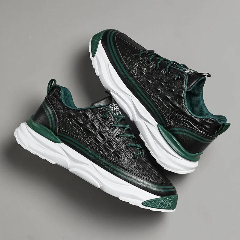 

Кожаная модная мужская повседневная обувь, износостойкие мужские кроссовки для ходьбы, дышащая мужская спортивная обувь для бега, студенческая обувь на платформе 39