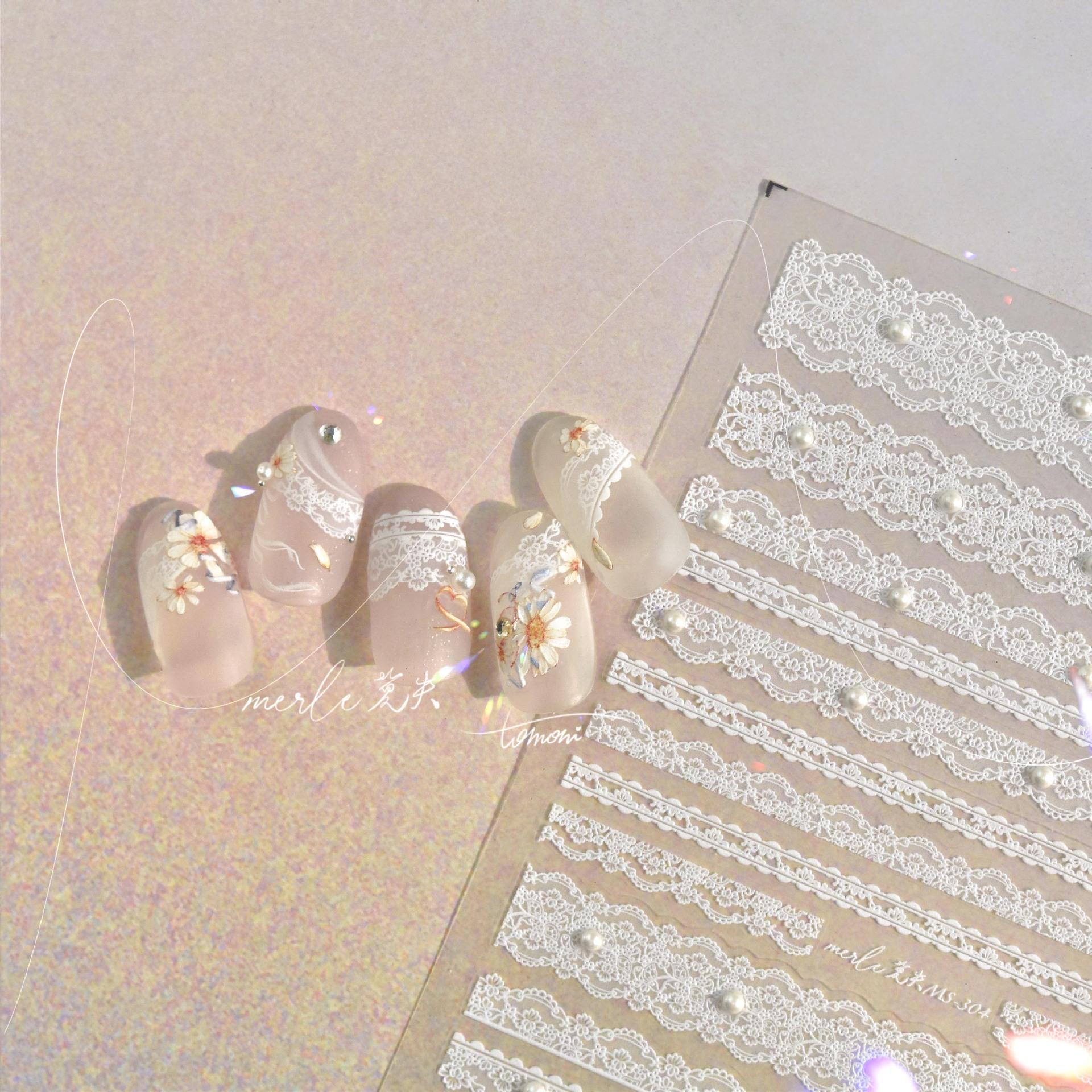 Кристально-кружевная полосатая наклейка для дизайна ногтей своими руками креативная — фото 9
