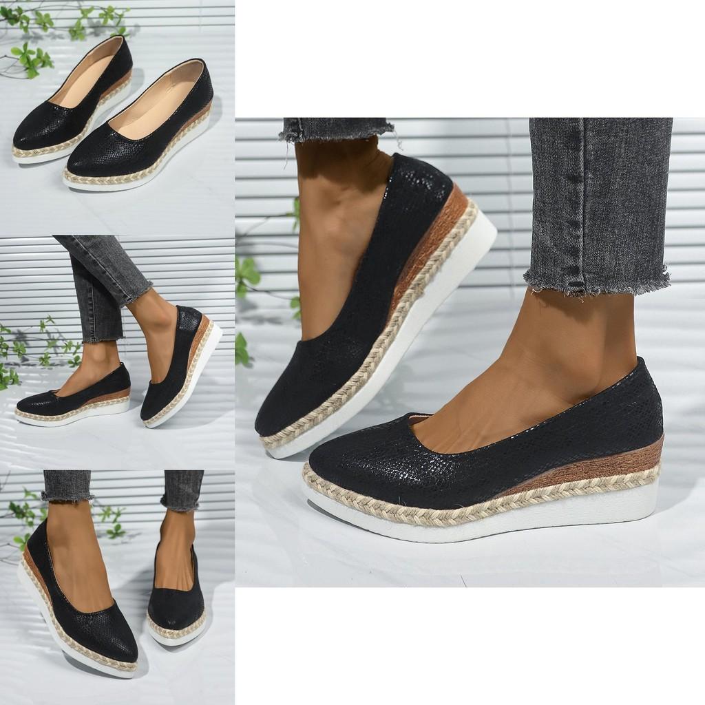 Stylish Women's Slip-on Platform Shoes With Breathable Snake Pattern Design For All Seasons