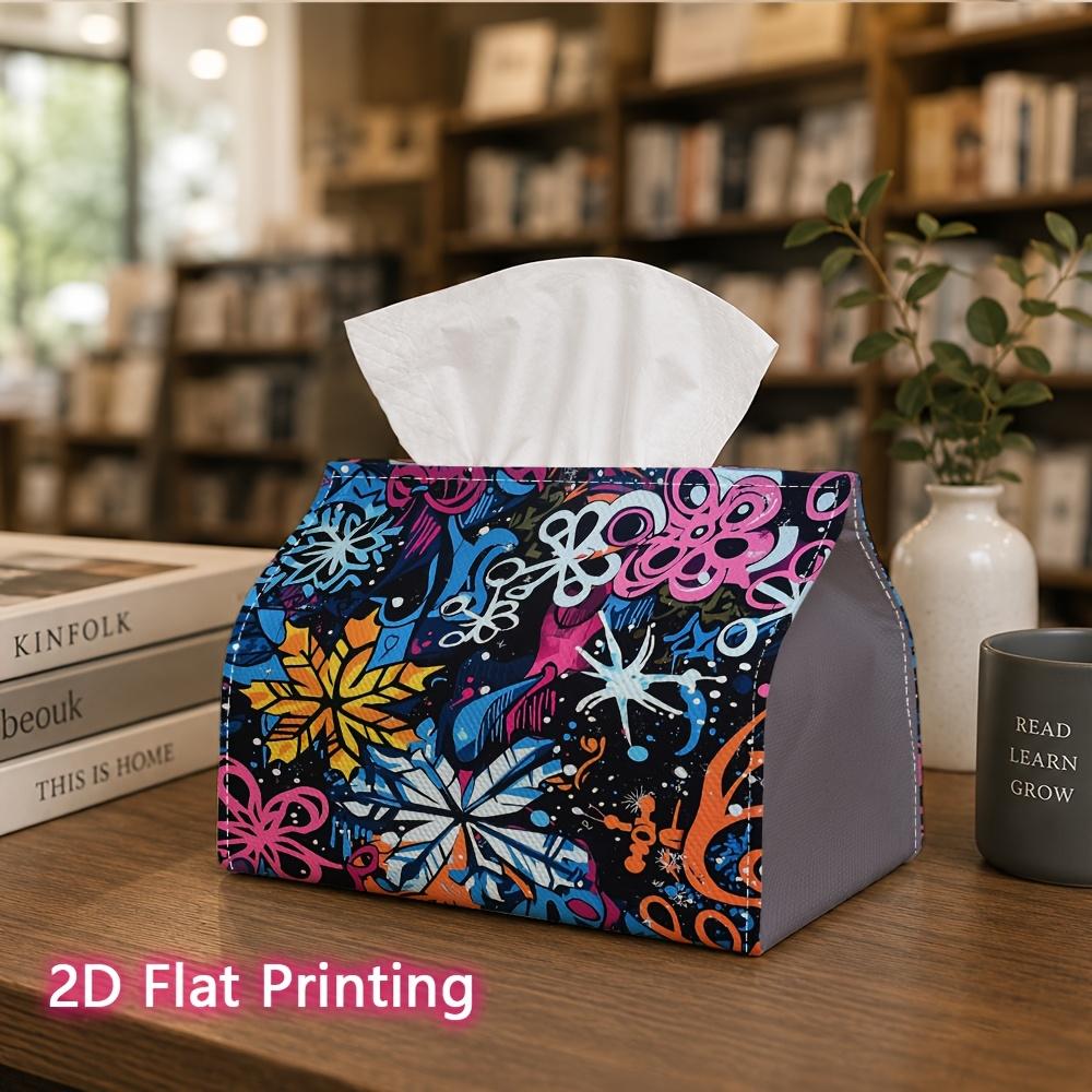 1pc, 2d Flat Printing, Tissue Box Colorful Snowflake Pattern Printed Tissue Box, Suitable for Vacation Home Decoration, Kitchen, Living Room, Car Holi