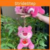 Pink Strawberry Adorable Bear Plush Toy Pendant  Keychains Bags Girls Accessories