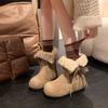 Small people increase the height of snow boots for women, new winter fur integrated warm cotton boots, women wear them