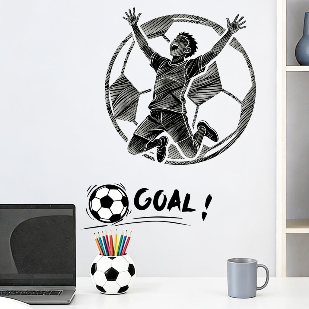 Soccer Theme Wall Decal For Bedroom Living Room Sports Home Wall Decoration