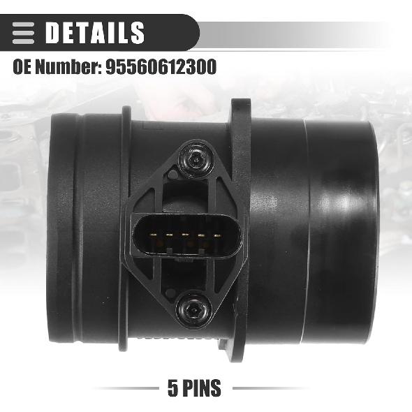 Motoforti Air Flow Sensor Meter, MAF Sensor Airflow Replacement, for VW Beetle 2006-2010, Plastic, No.95560612300, Black