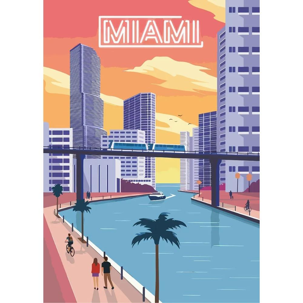 Retro Vibrant Cityscape Street Scene Posters London Double Decker Bus Prints Canvas Painting Wall Art Pictures Home Room Decor