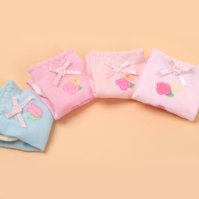 Catch! Tiniping Princess Ribbon Rose Short Socks 4-Piece Set