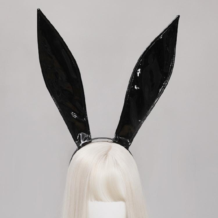 Fascia con Orecchie da Coniglio in Pelle Morbida Copricapo di Halloween Accessori per Capelli Fatti a Mano