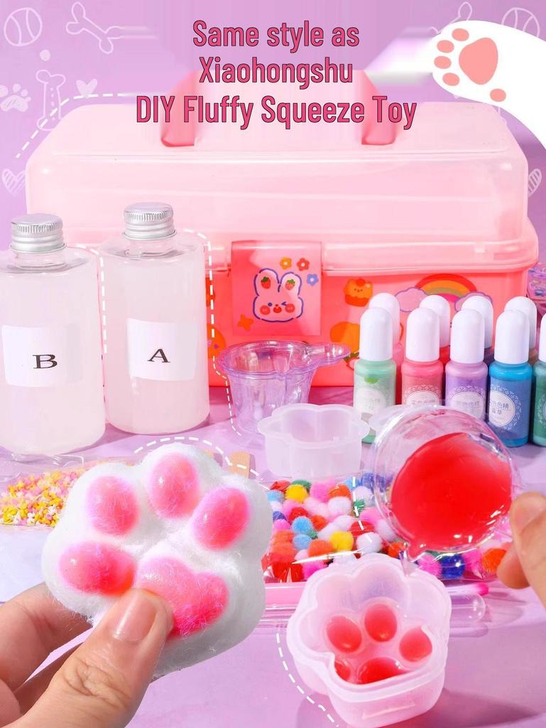 Children's DIY Cat Paw Silicone Stress Relief Squeeze Toy Kit