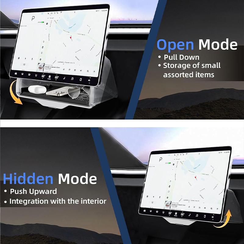 For Tesla Model 3 Y Highland Juniper 2021-2025 Hidden Screen Storage Magnetic Opening And Closing Hidden Large Space Storage Box
