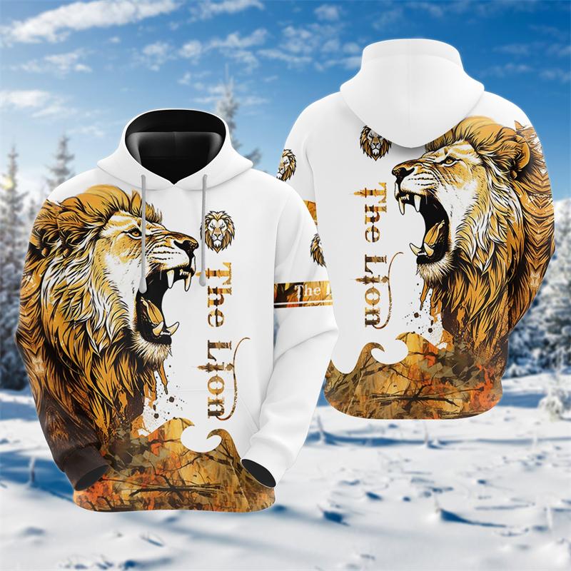 Cross Lion 3D Printed Hoodies For Men Clothing Harajuku Fashion Animal Graphic Sweatshirts Casual Boy Tracksuit Women Gift Tops
