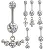 ASTM F136 Titanium PIERC Pendant Curved Navel Barbell Shiny CZ Sexy Belly Dance Earrings Bellybutton Helix Body Piercing Jewelry