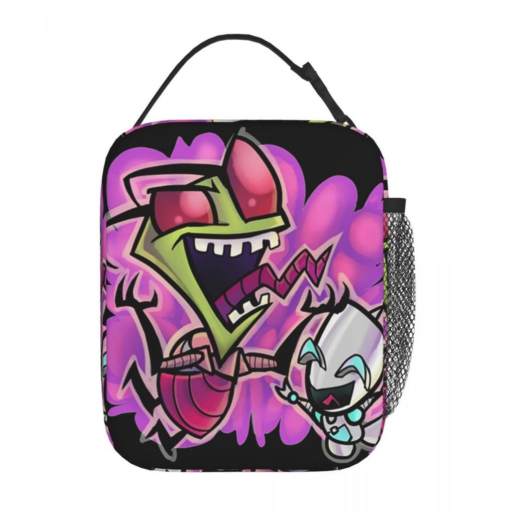 Gir Invader Zim Anime Insulated Lunch Bag for Women Children Portable Food Boxes Thermal Lunch Box Tote