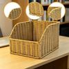Imitation Rattan Storage Basket Vanity Tray Snack Container Household Bin Desktop Organizer