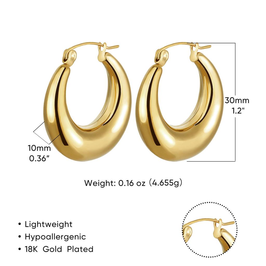 Trendy Round Chunky Hoop Earrings For Women Stainless Steel Geometric Earring Waterproof Wedding Christmas Jewelry Gift Aretes