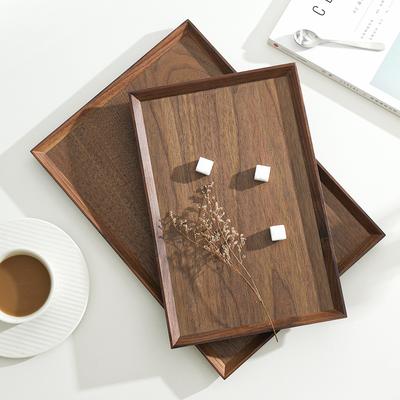 Rectangular Walnut Wood Tray Solid Wood Tea Cup Tray Afternoon Tea & Coffee Storage Dish Home Dessert Serving Plate