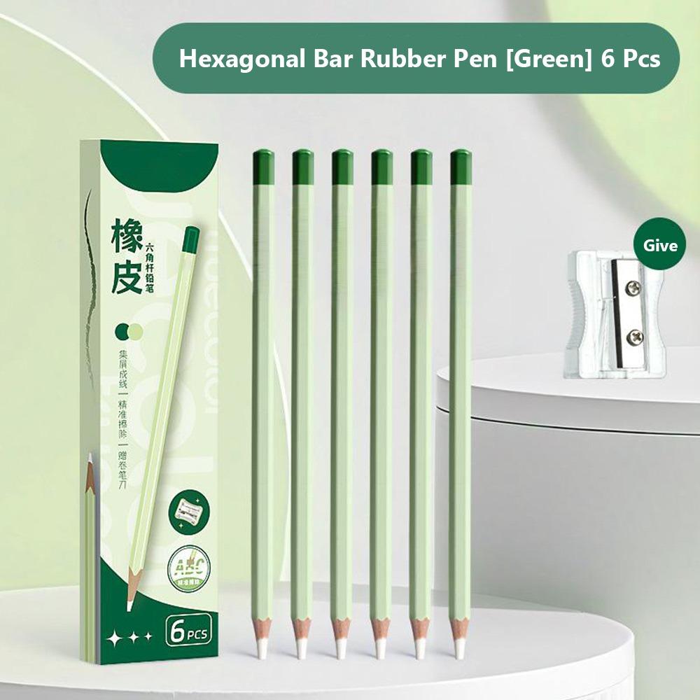 6PCS/Set Pencil Shape Eraser Without Leaving Marks Rubber Eraser Pencil Erasers  for Office School